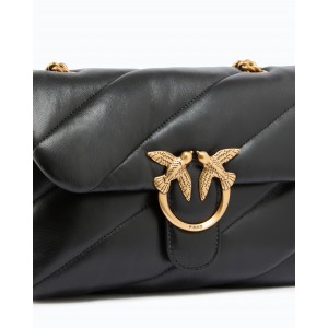 Pinko Love Puff Classic Black Leather Τσάντα