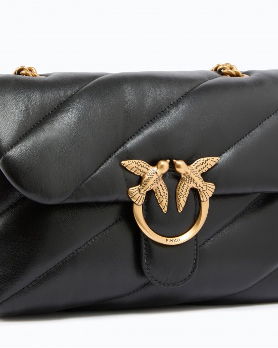 Pinko Love Puff Classic Black Leather Τσάντα