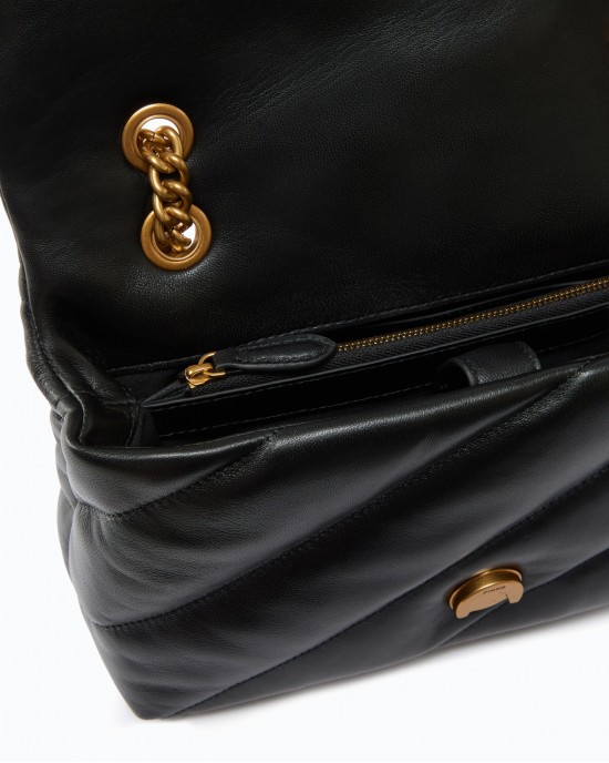 Pinko Love Puff Classic Black Leather Τσάντα