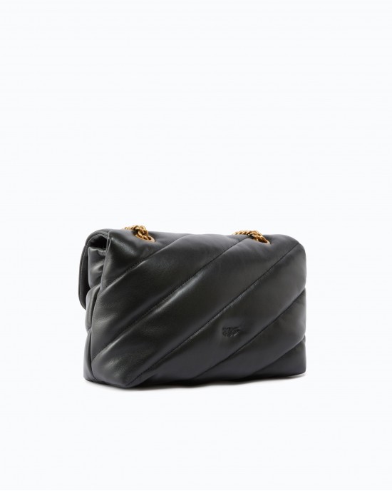 Pinko Love Puff Classic Black Leather Τσάντα