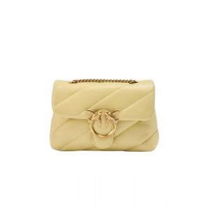 Pinko Small Shoulder Love Bag Puff Maxi Quilt Giallo Leather Τσάντα Ώμου