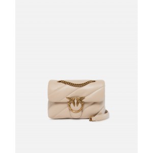 Pinko Small Love Puff Maxi Quilt Leather Beige Τσάντα Ώμου