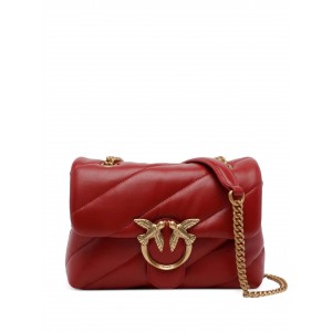 Pinko Small Shoulder Love Bag Puff Maxi Quilt Red Leather Τσάντα Ώμου