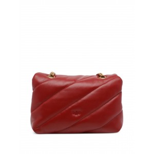Pinko Small Shoulder Love Bag Puff Maxi Quilt Red Leather Τσάντα Ώμου