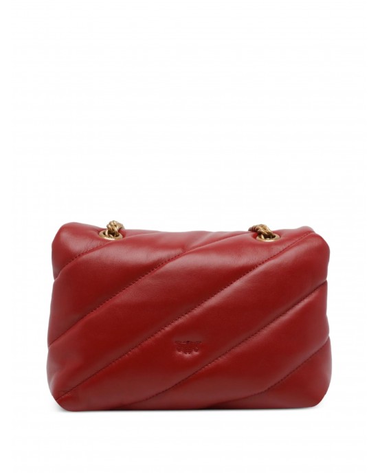 Pinko Small Shoulder Love Bag Puff Maxi Quilt Red Leather Τσάντα Ώμου