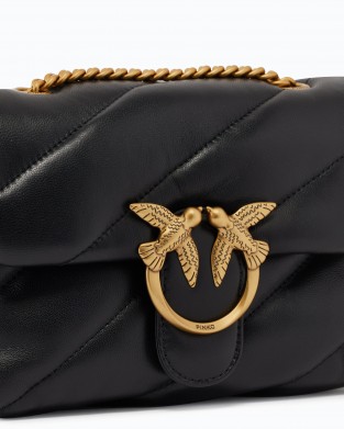 Pinko Small Love Puff Maxi Quilt Leather Black Τσάντα Ώμου