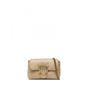 Pinko Baby Shoulder Love Bag Puff Maxi Quilt Beige Leather Τσάντα Ώμου