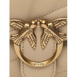 Pinko Baby Shoulder Love Bag Puff Maxi Quilt Beige Leather Τσάντα Ώμου