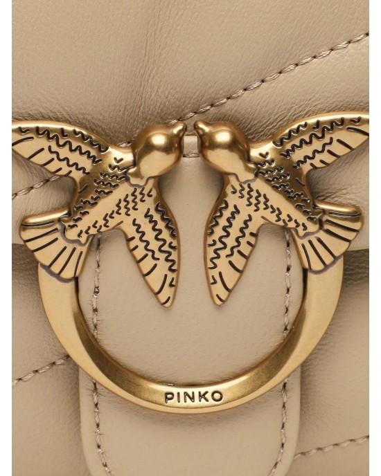 Pinko Baby Shoulder Love Bag Puff Maxi Quilt Beige Leather Τσάντα Ώμου