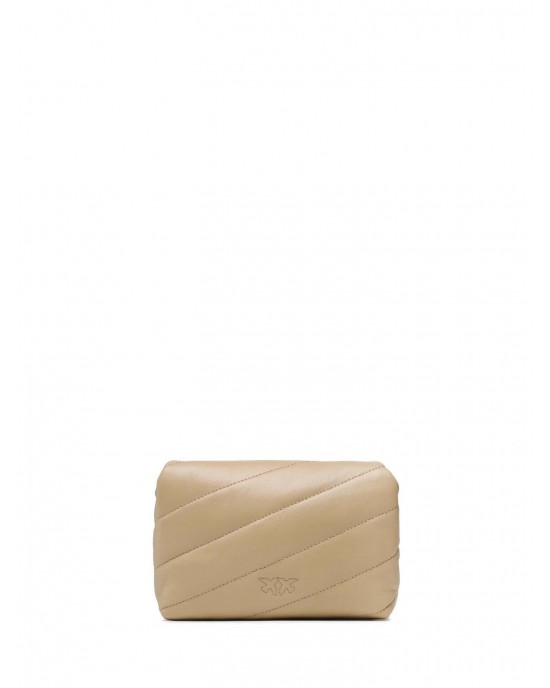 Pinko Baby Shoulder Love Bag Puff Maxi Quilt Beige Leather Τσάντα Ώμου