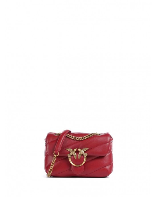 Pinko Baby Shoulder Love Bag Puff Maxi Quilt Red Leather Τσάντα Ώμου