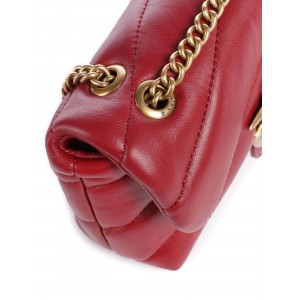 Pinko Baby Shoulder Love Bag Puff Maxi Quilt Red Leather Τσάντα Ώμου