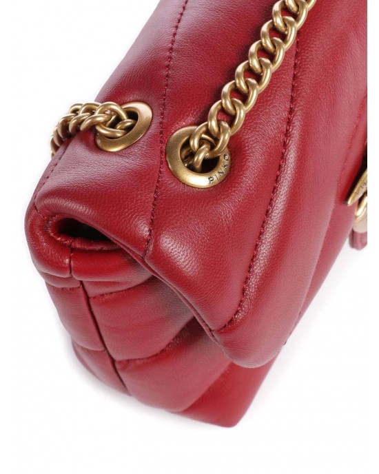 Pinko Baby Shoulder Love Bag Puff Maxi Quilt Red Leather Τσάντα Ώμου
