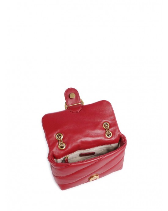 Pinko Baby Shoulder Love Bag Puff Maxi Quilt Red Leather Τσάντα Ώμου