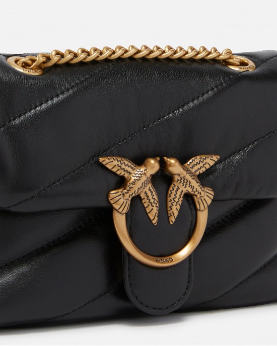 Pinko Baby Shoulder Love Bag Puff Maxi Quilt Black Leather Τσάντα Ώμου