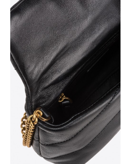 Pinko Baby Shoulder Love Bag Puff Maxi Quilt Black Leather Τσάντα Ώμου