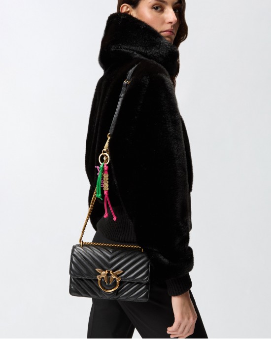 Pinko Small Shoulder Love Bag One Chevron Black Τσάντα Ώμου