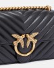 Pinko Small Shoulder Love Bag One Chevron Black Τσάντα Ώμου