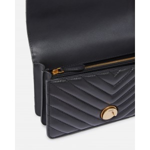 Pinko Small Shoulder Love Bag One Chevron Black Τσάντα Ώμου