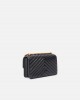 Pinko Small Shoulder Love Bag One Chevron Black Τσάντα Ώμου
