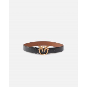 Pinko Love Berry H4 Birds Buckle Black/Brown Leather Ζώνη