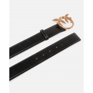 Pinko Love Berry H4 Birds Buckle Black/Brown Leather Ζώνη