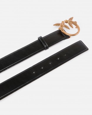 Pinko Love Berry H4 Birds Buckle Black/Brown Leather Ζώνη