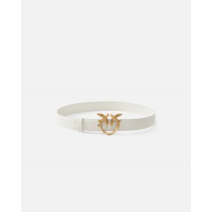 Pinko Love Birds Leather 3cm White Ζώνη