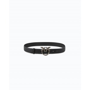 Pinko Love Birds Leather 3cm Black Ζώνη