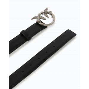 Pinko Love Birds Leather 3cm Black Ζώνη
