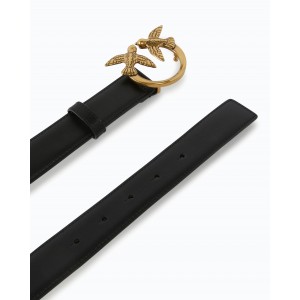 Pinko Love Birds Leather 3cm Black Ζώνη