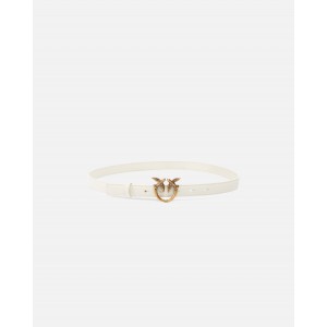Pinko Love Birds Thin Leather 2cm White Ζώνη
