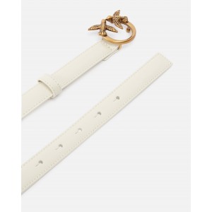 Pinko Love Birds Thin Leather 2cm White Ζώνη