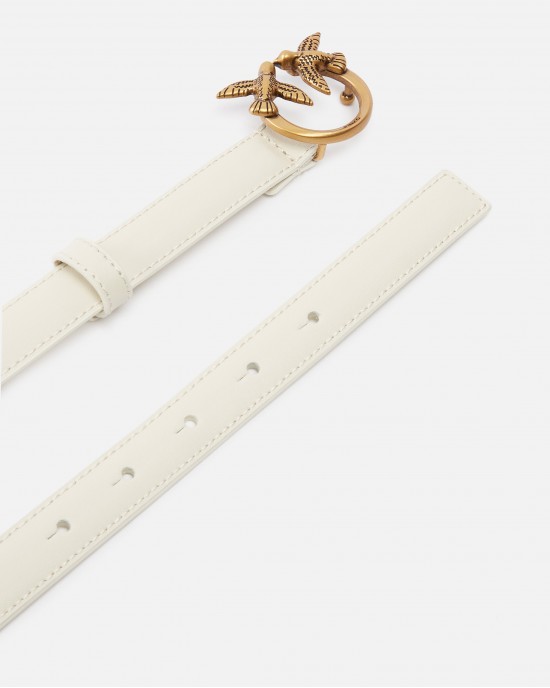 Pinko Love Birds Thin Leather 2cm White Ζώνη