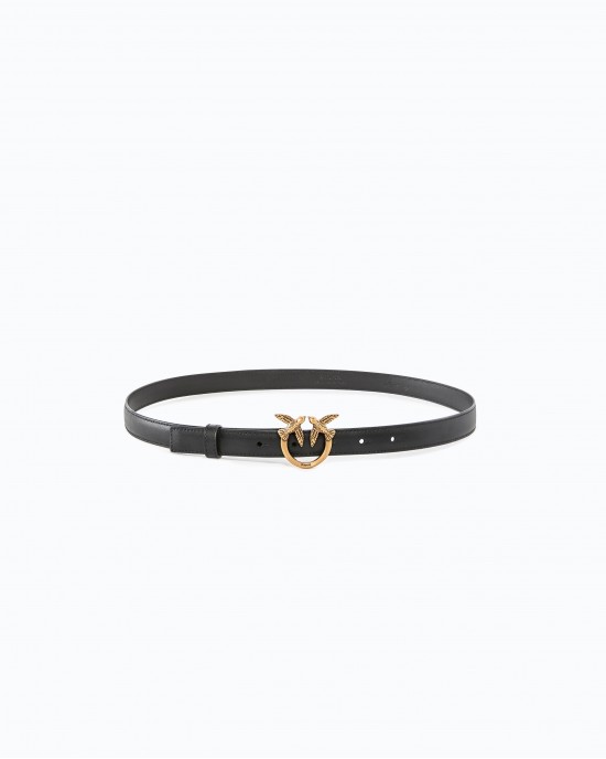 Pinko Love Birds Thin Leather 2cm Black Ζώνη