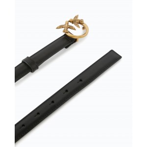 Pinko Love Birds Thin Leather 2cm Black Ζώνη