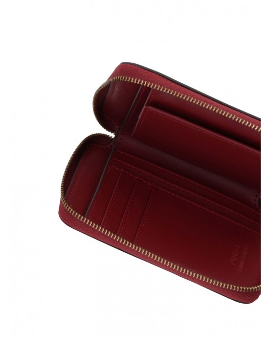 Pinko Taylor Zip Around Square Leather Red Πορτοφόλι