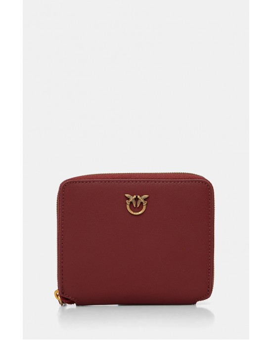 Pinko Square Leather Zip-around Rosso Πορτοφόλι