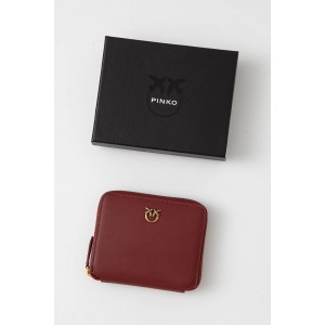 Pinko Square Zip-around Leather Red Πορτοφόλι