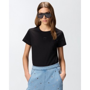 Pinko Bussolotto T-shirt With Love Birds Logo Black Μπλούζα