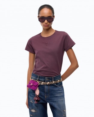 Pinko Bussolotto T-shirt Love Birds Logo Bordeaux Μπλούζα