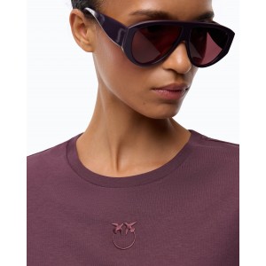 Pinko Bussolotto T-shirt Love Birds Logo Bordeaux Μπλούζα