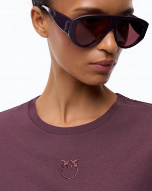 Pinko Bussolotto T-shirt Love Birds Logo Bordeaux Μπλούζα