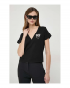 Pinko Turbato T-shirt V-neck With Logo Black Μπλούζα Pinko Turbato T-shirt V-neck With Logo Black Μπλούζα