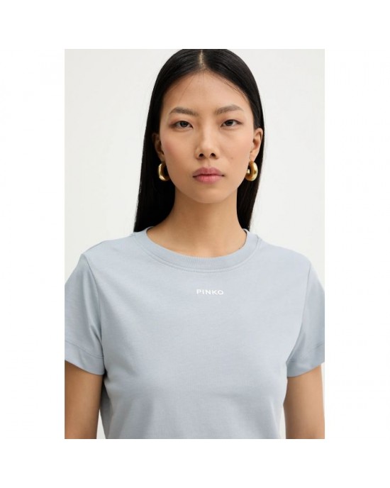 Pinko Basico T-shirt With PINKO Logo Light Blue Μπλούζα