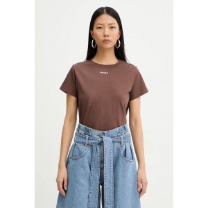 Pinko Basico T-shirt With PINKO Logo Brown Μπλούζα