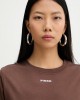 Pinko Basico T-shirt With PINKO Logo Brown Μπλούζα
