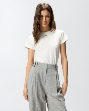 Pinko Basico T-shirt With PINKO Logo White Μπλούζα