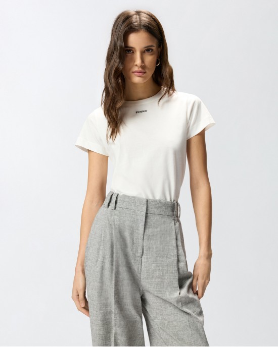 Pinko Basico T-shirt With PINKO Logo White Μπλούζα