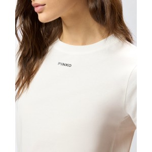 Pinko Basico T-shirt With PINKO Logo White Μπλούζα